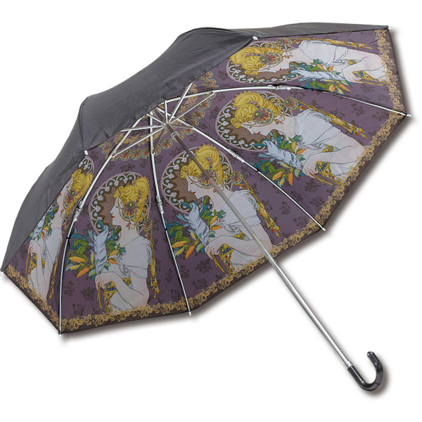 名画折りたたみ傘～晴雨兼用～(アールヌーボー「羽根とローズ」)