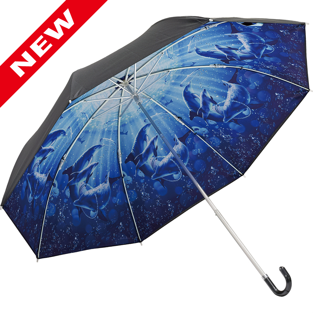 クリスチャン・リース・ラッセン 折りたたみ傘（晴雨兼用）「ドルフィン シンフォニー」