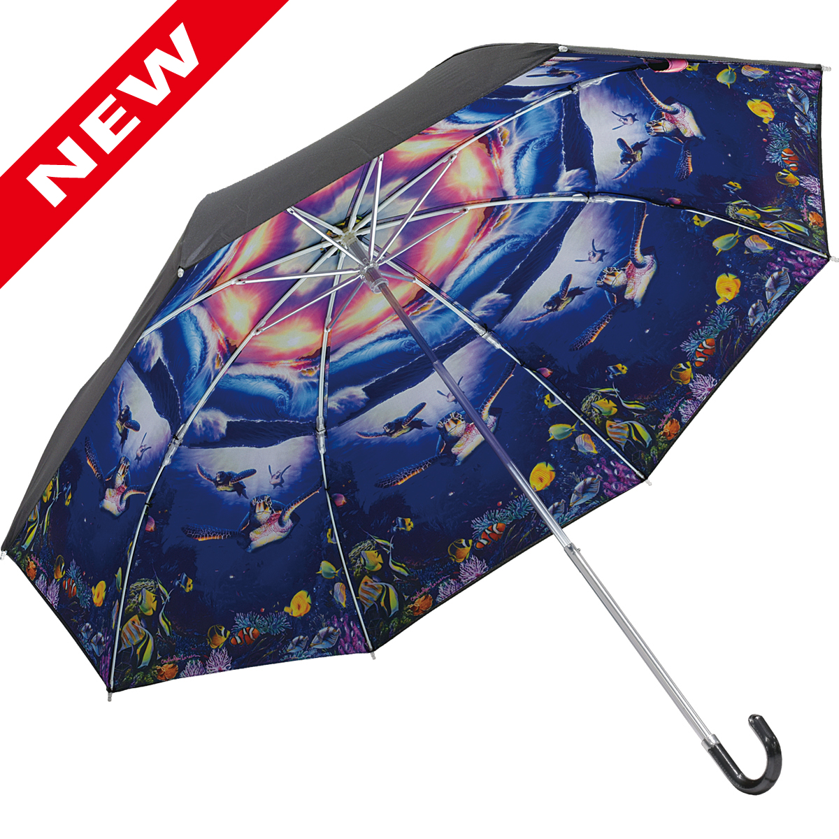 クリスチャン・リース・ラッセン 折りたたみ傘（晴雨兼用）「カミングホーム タートルズ」