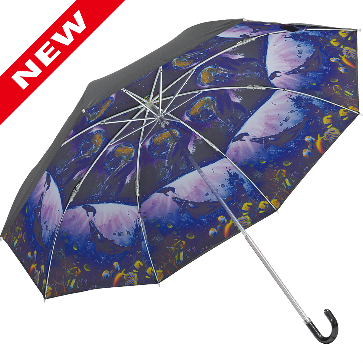 クリスチャン・リース・ラッセン 折りたたみ傘（晴雨兼用）「ホエル スター2」