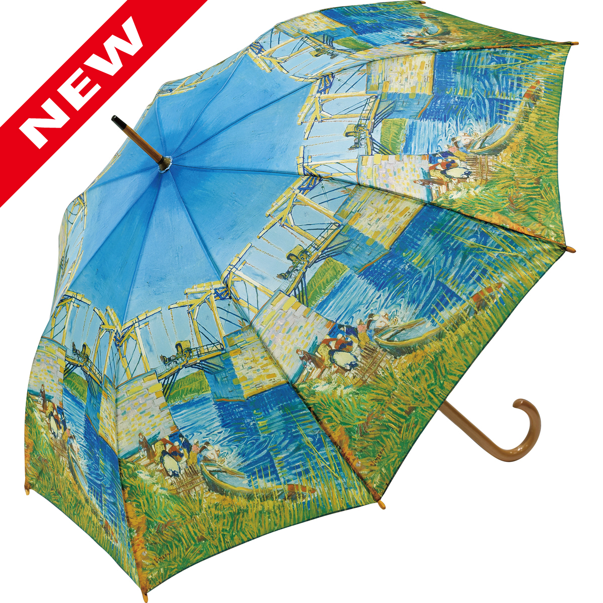 名画木製ジャンプ傘（ゴッホ「アルルの跳ね橋」）