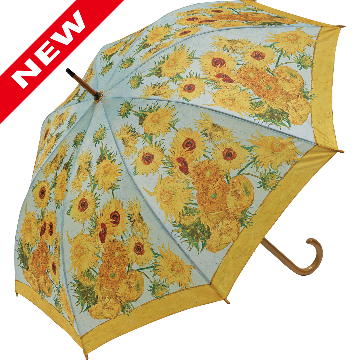 名画木製ジャンプ傘（ゴッホ「ひまわりⅡ」）