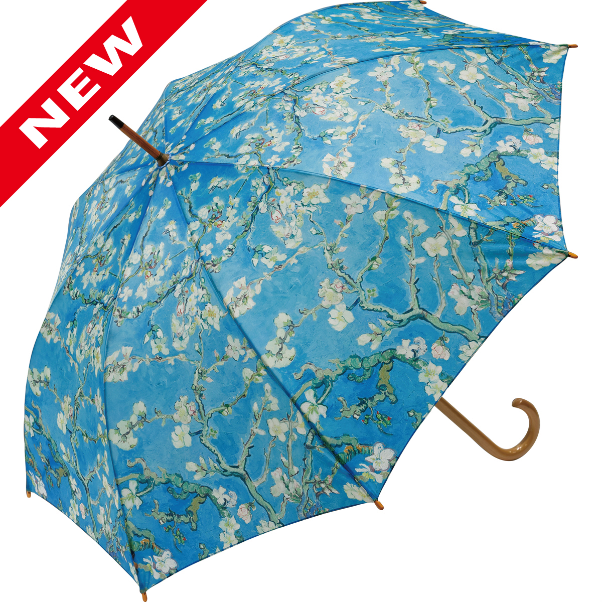 名画木製ジャンプ傘（ゴッホ「アーモンドの花」）