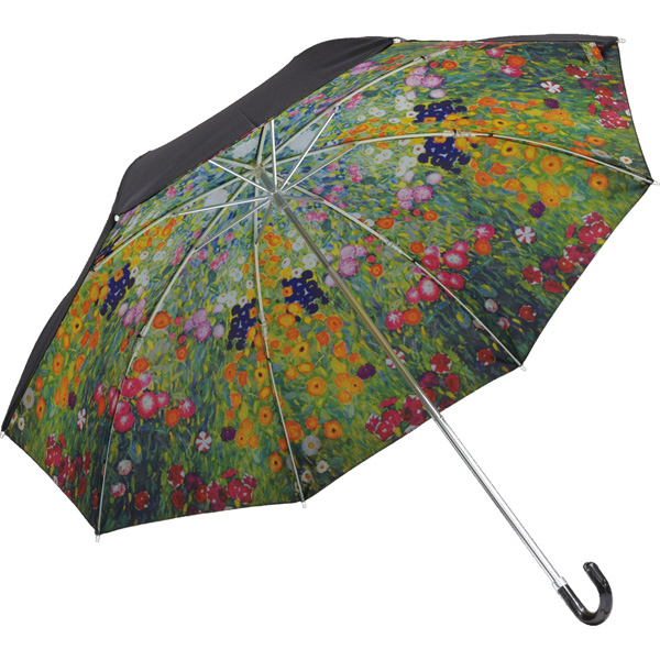 名画折りたたみ傘(クリムト「フラワーガーデン」)晴雨兼用