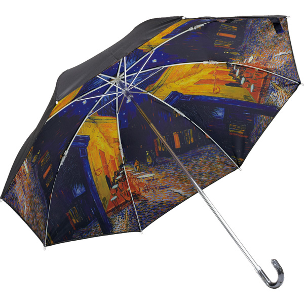 名画折りたたみ傘(ゴッホ「夜のカフェテラス」)晴雨兼用