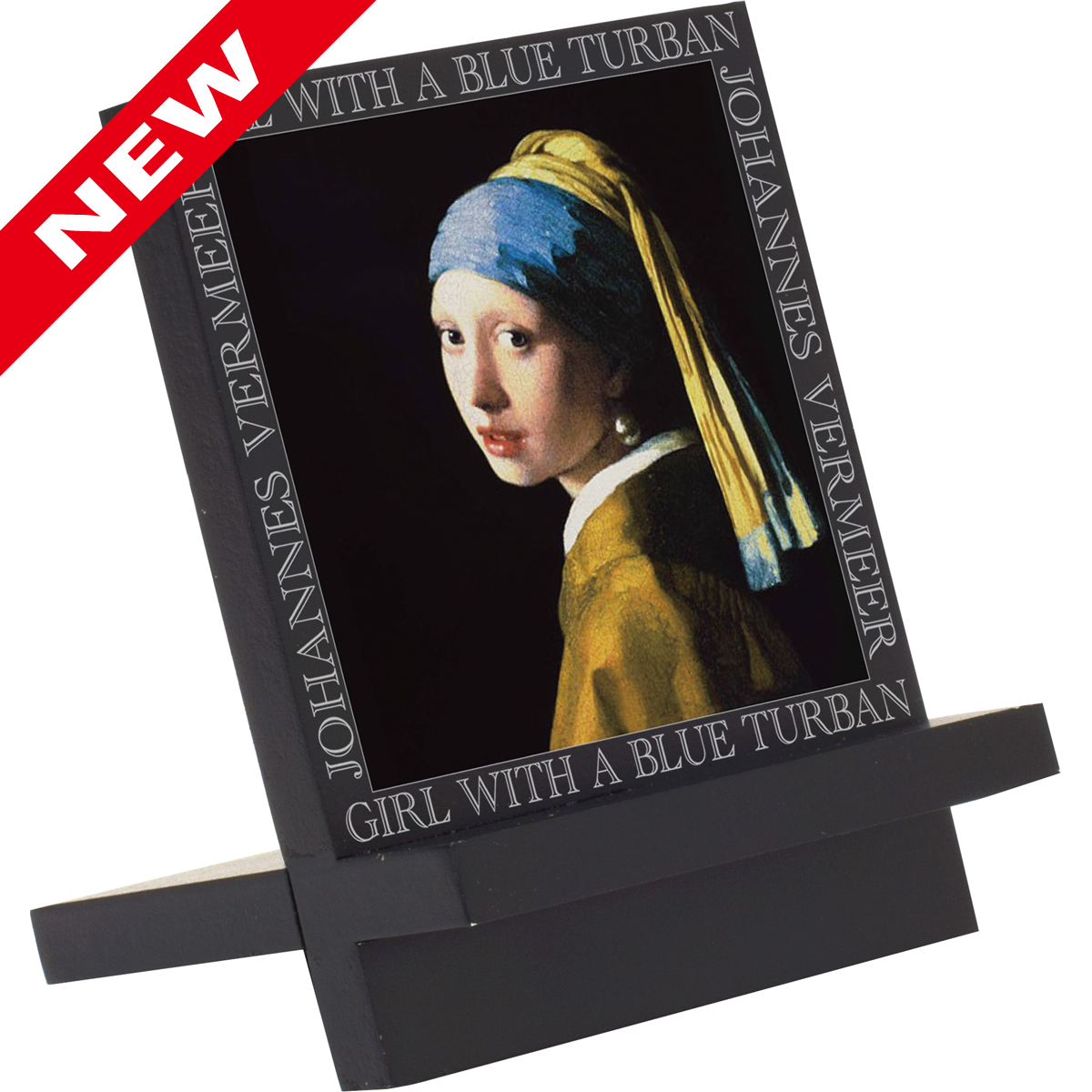 名画木製イーゼルアート（フェルメール「青いターバンの少女」）