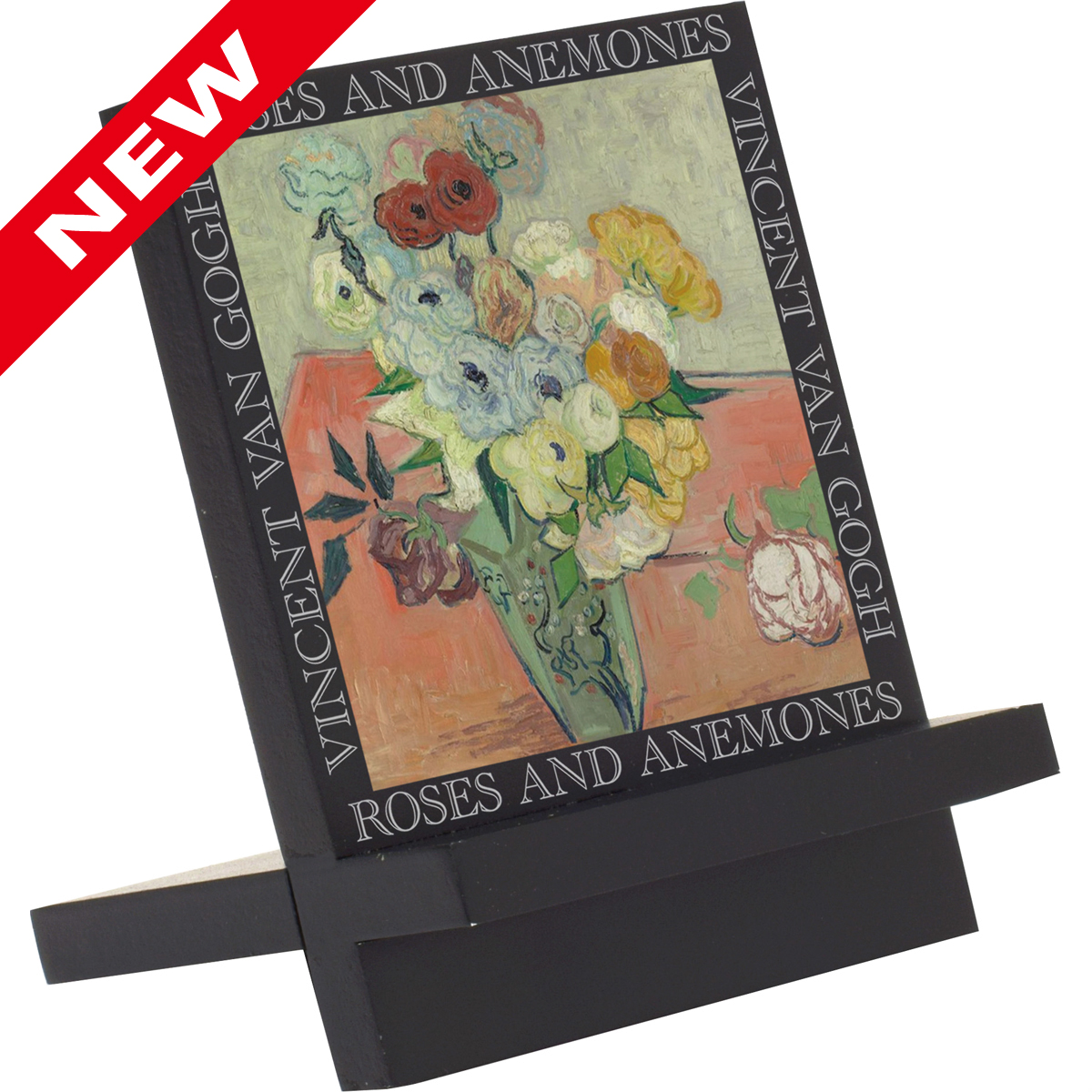 名画木製イーゼルアート（ゴッホ「バラとアネモネのある日本の花瓶」）