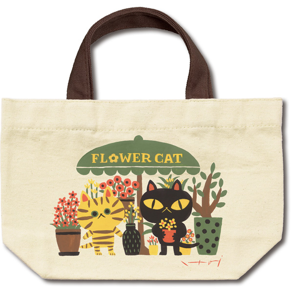 糸井忠晴 コットン ランチバッグ「FLOWER CAT」