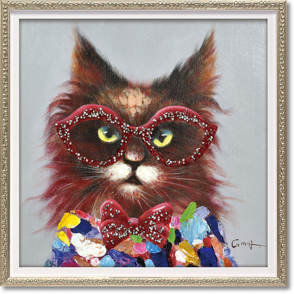 オイルペイントアート「ロングヘア キャット(Sサイズ)」