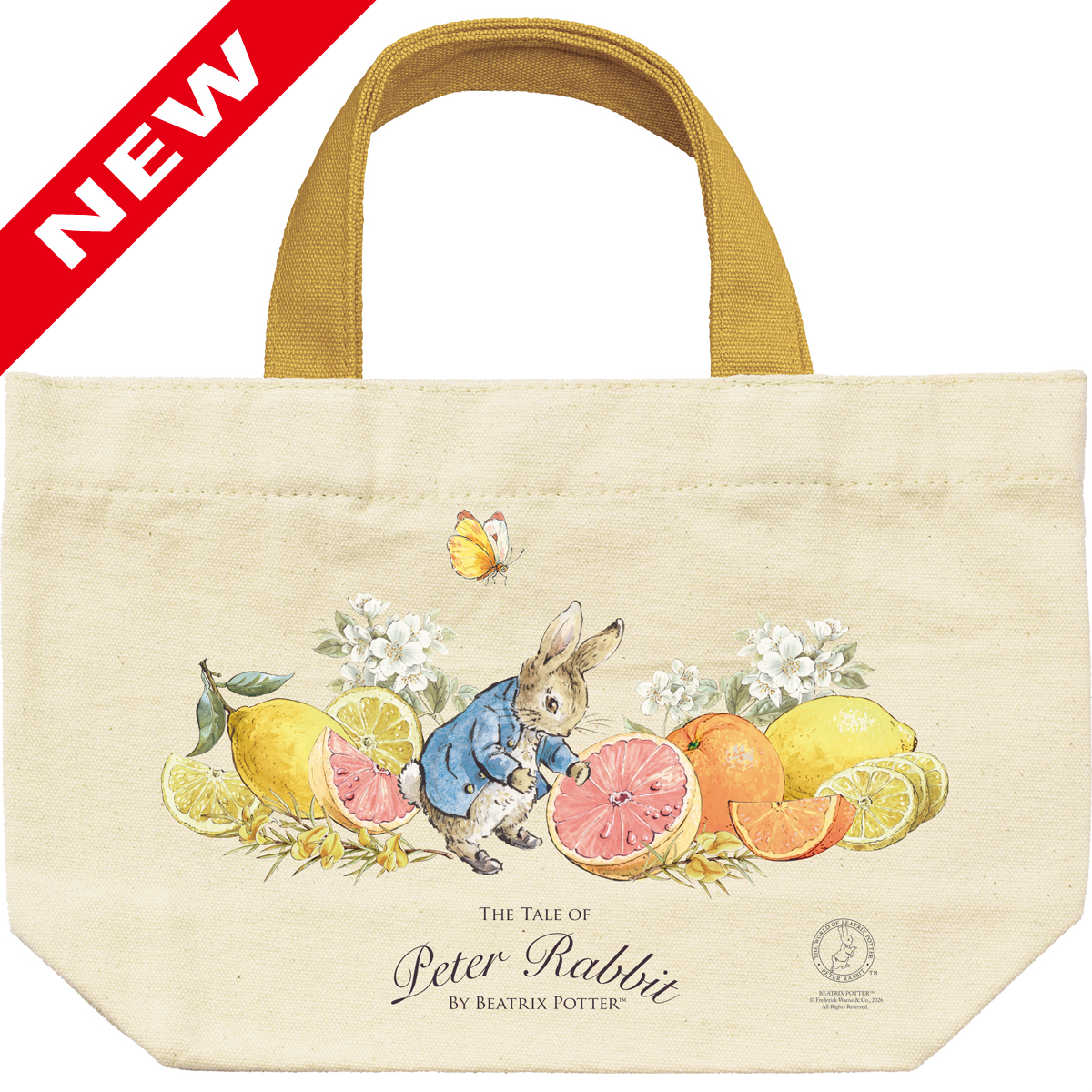 ピーターラビットコットンランチバッグ「ピーター(イエロー)」