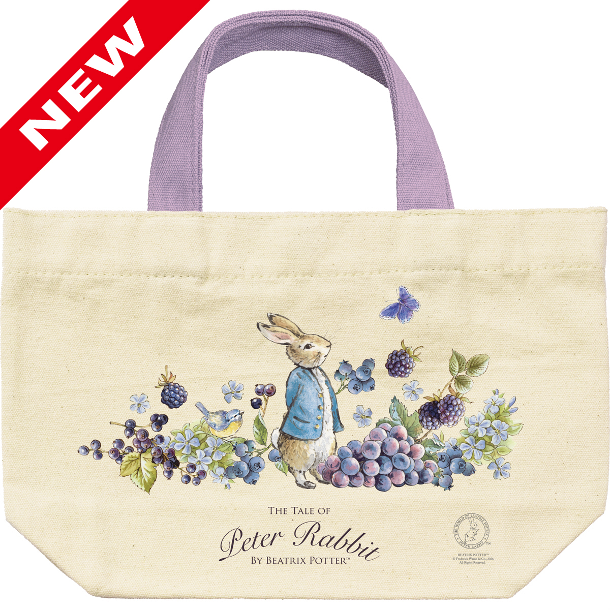 ピーターラビットコットンランチバッグ「ピーター(パープル)」