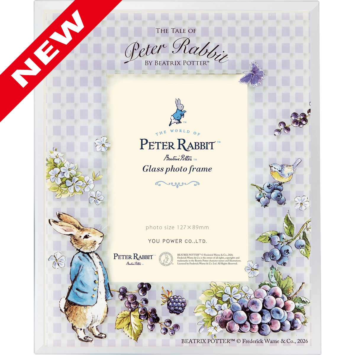ピーターラビットガラスフォトフレーム「ピーター(パープル)」