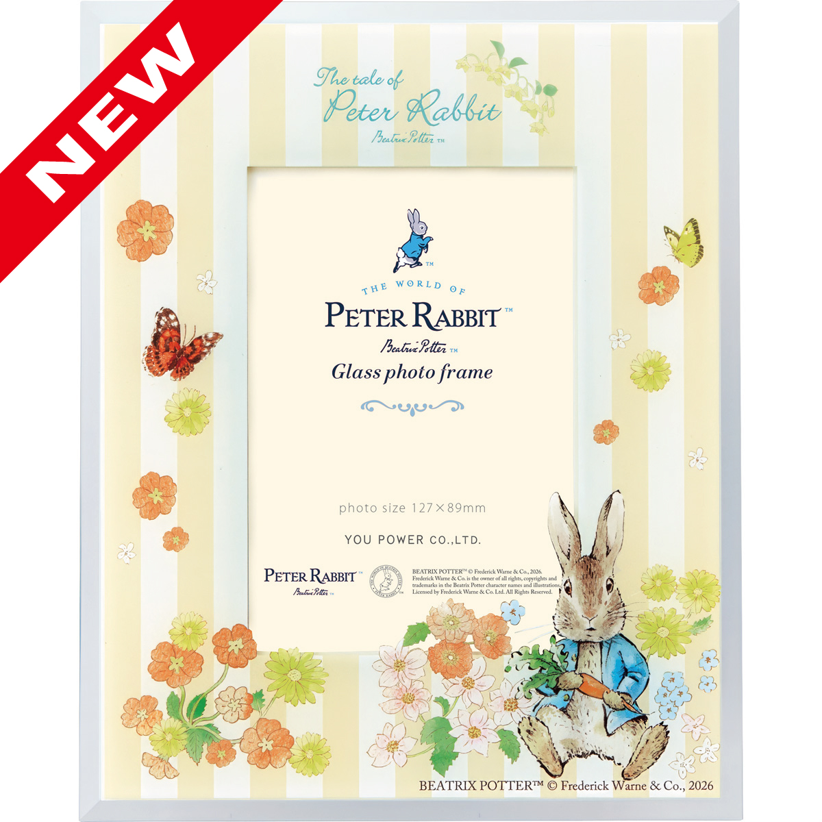 ピーターラビットガラスフォトフレーム「ピーターとフラワーガーデン」