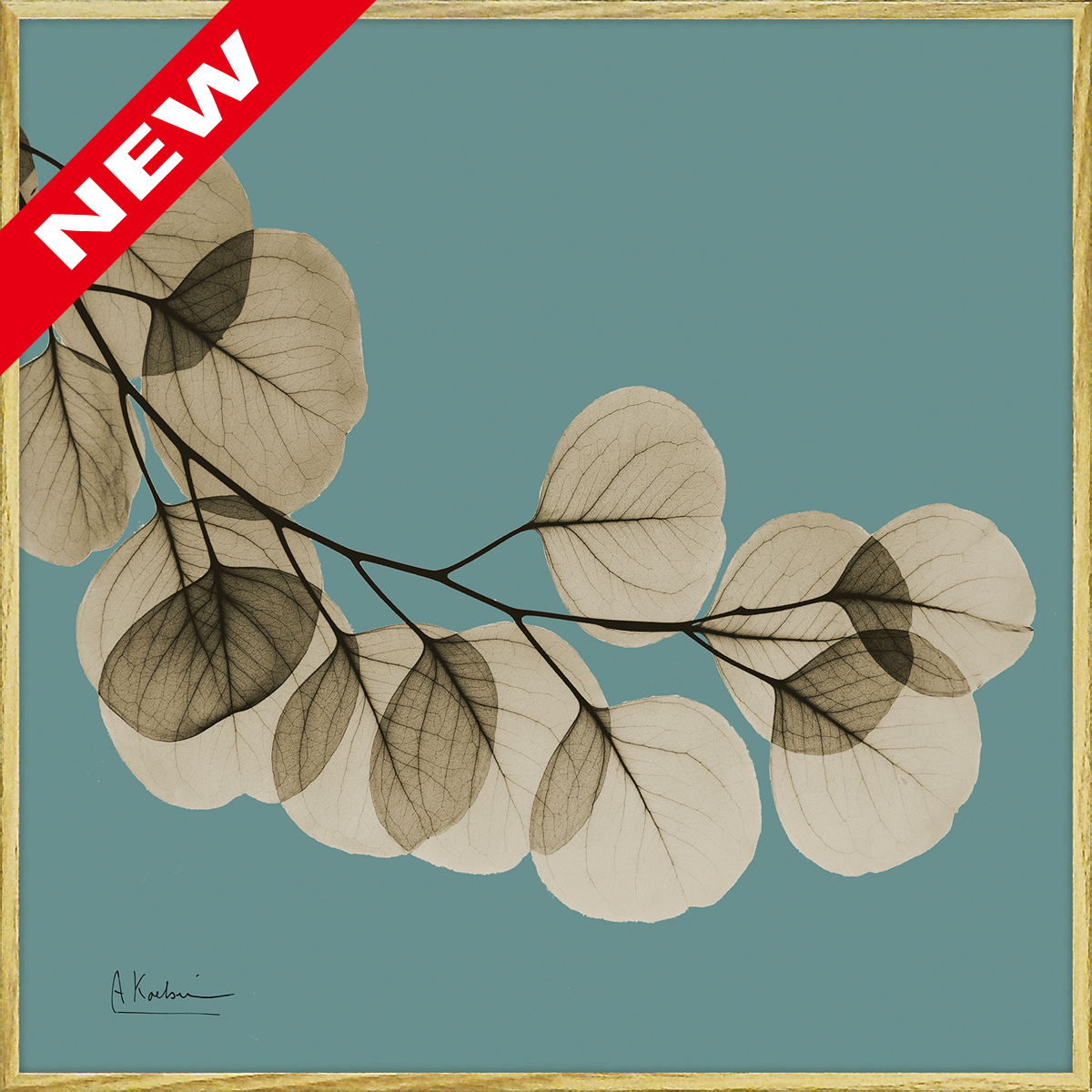 X RAY キャンバスアート「リーフ ブルー1（スクエアS）」