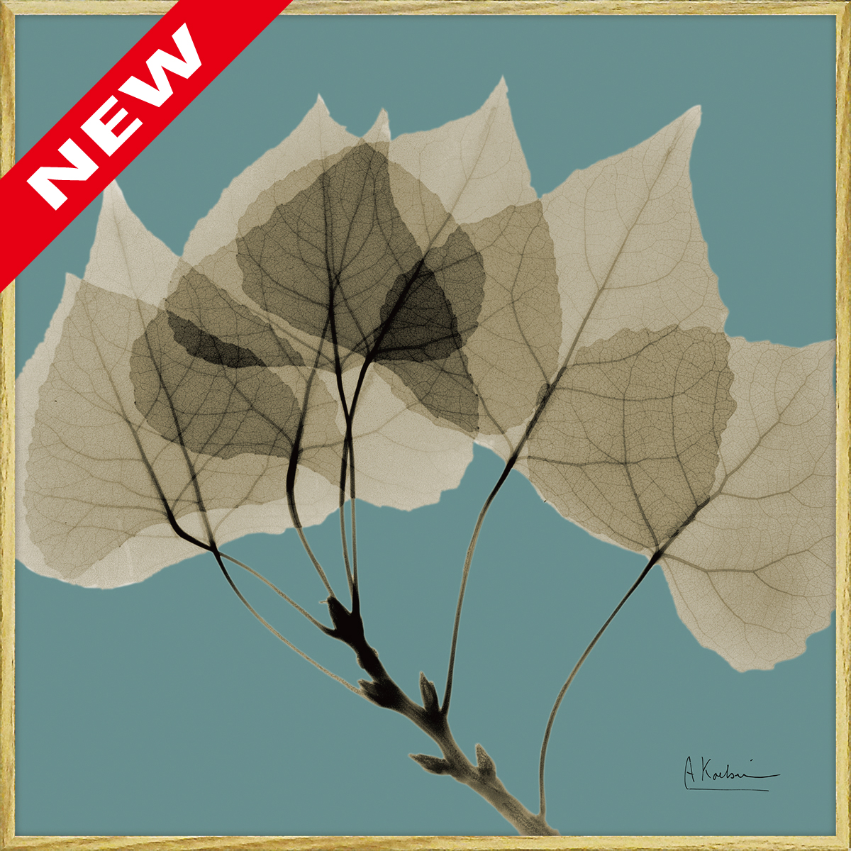 X RAY キャンバスアート「リーフ ブルー2（スクエアS）」