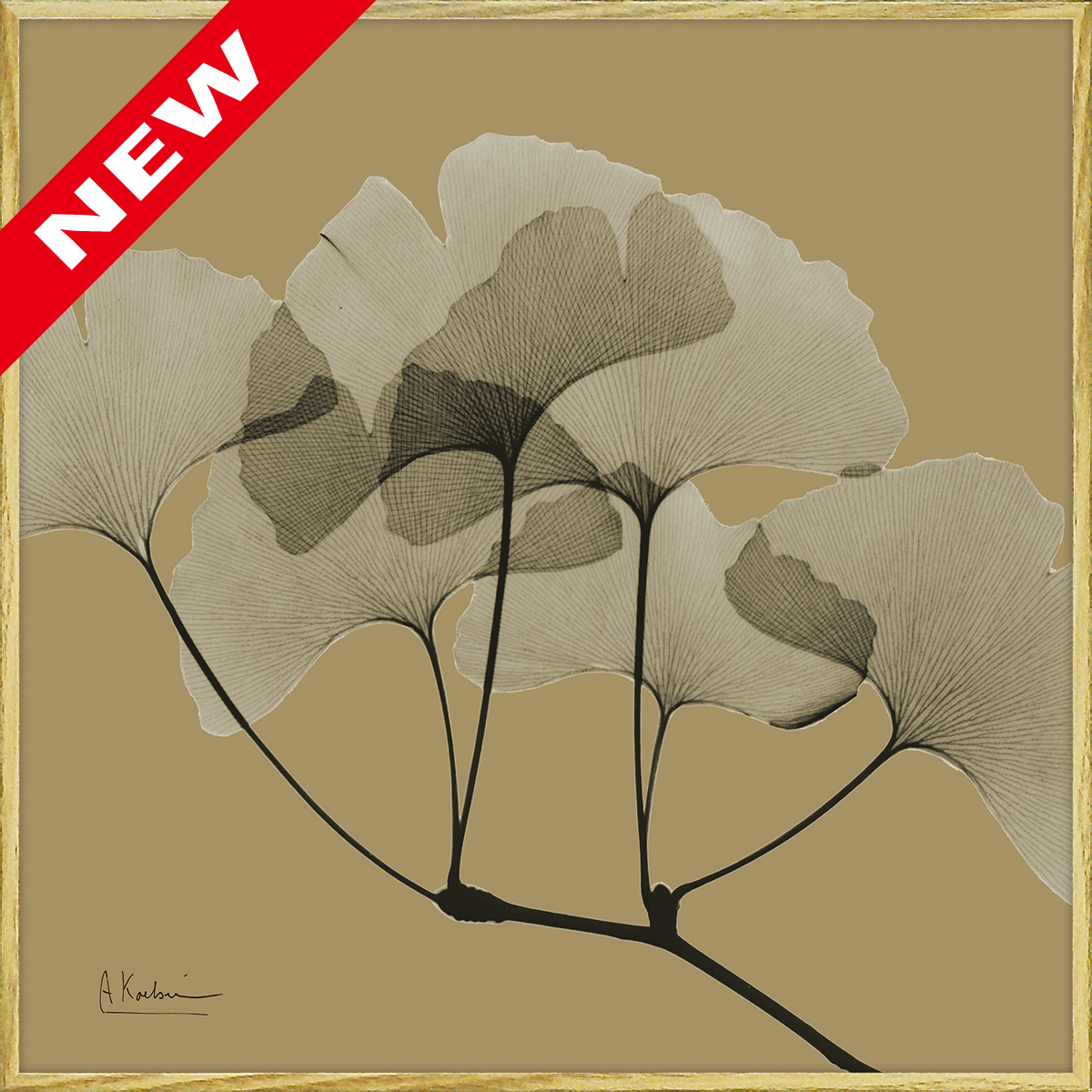 X RAY キャンバスアート「リーフ オーカー1（スクエアS）」