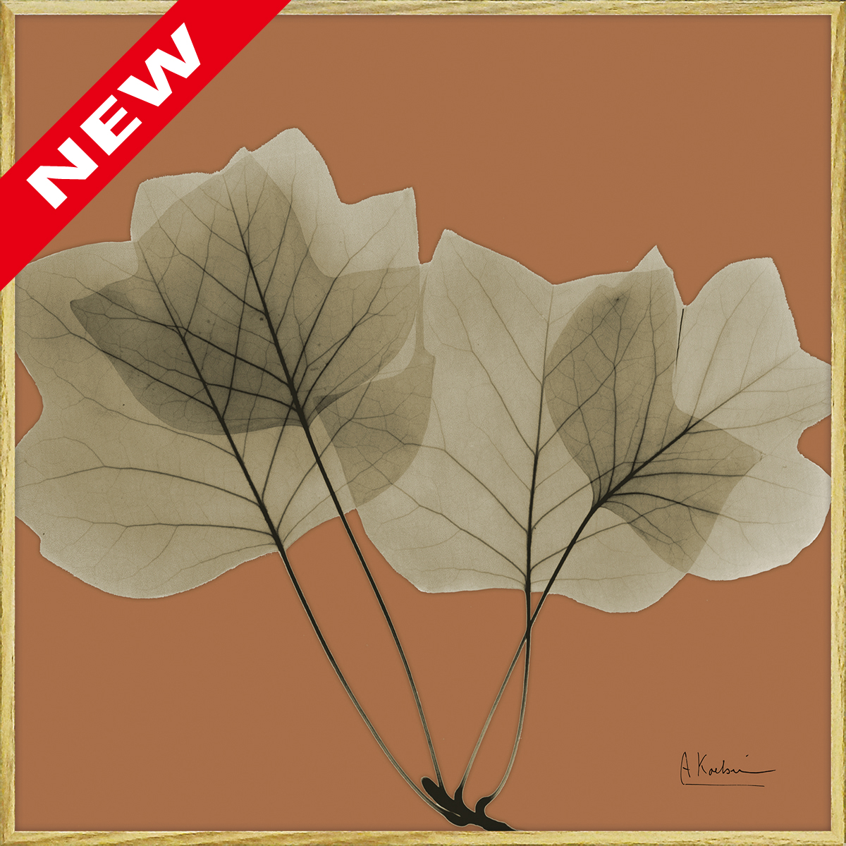 X RAY キャンバスアート「リーフ オレンジ1（スクエアS）」