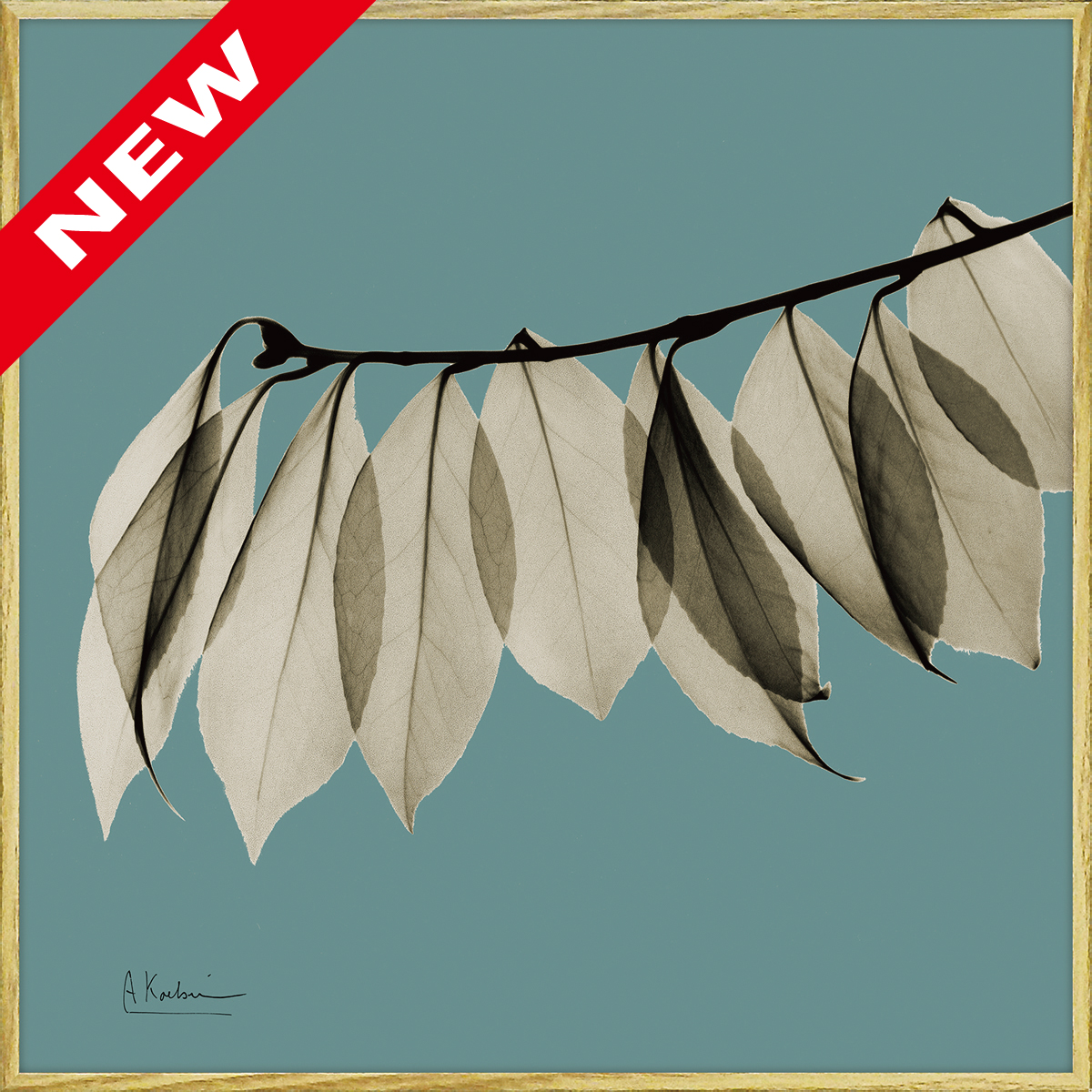 X RAY キャンバスアート「リーフ ブルー3（スクエアS）」