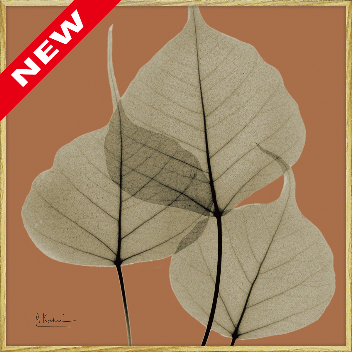 X RAY キャンバスアート「リーフ オレンジ2（スクエアS）」